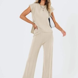 women's striped 2 piece lounge & casual set